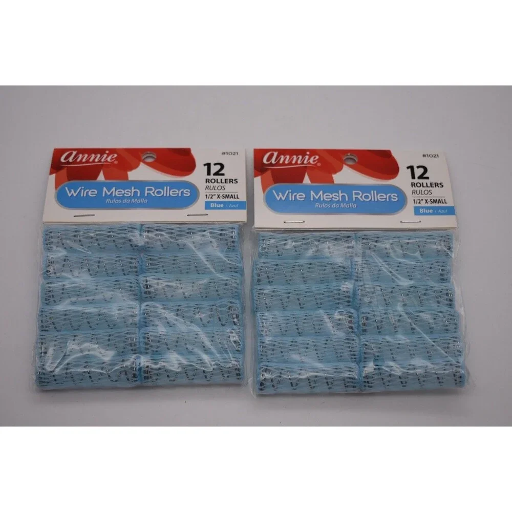 Annie Wire Mesh Rollers – X-Small 12 Count Blue - 1/2